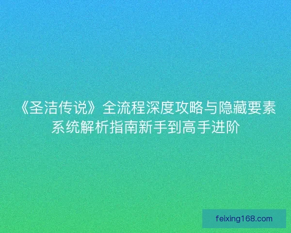 《圣洁传说》全流程深度攻略与隐藏要素系统解析指南新手到高手进阶