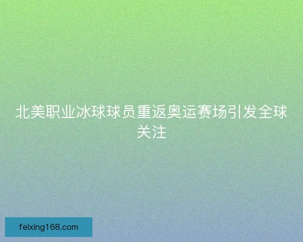 北美职业冰球球员重返奥运赛场引发全球关注